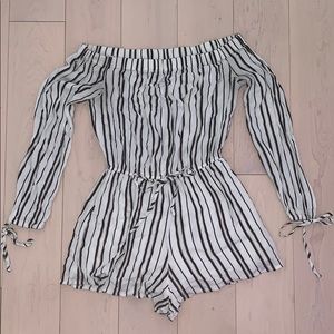 Kendall & Kylie black and white striped romper
